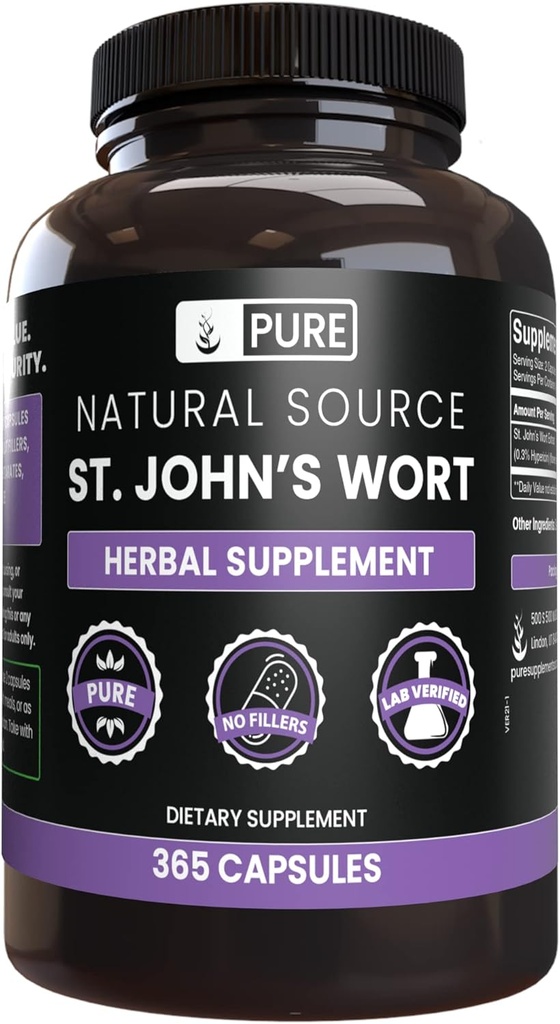 PURE ORIGINAL INGREDIENTS St John's Wort (365 kapslar) No Magnesium eller Rice Fillers, Always Pure, Lab Verified