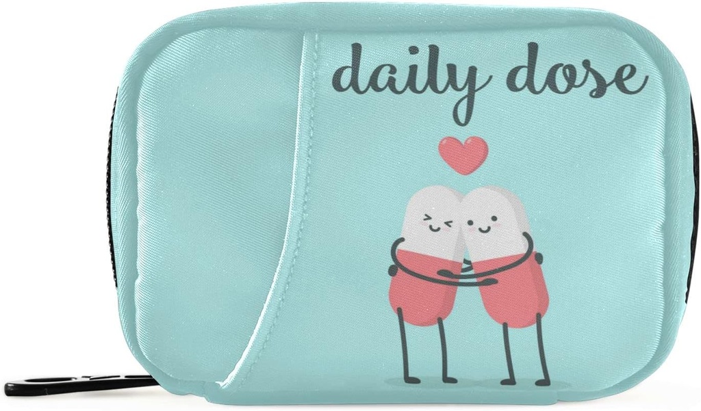 Naanle Cartoon Pills Heart Pill Box 7 Day Case Bag Travel Organizer med Zipper Portable Weekly Compact Size för vitamin Supplement Holder A Cartoon Red Blue 4,6 x 3,14 x 1,88 tum 0,12 kilo