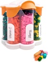 Extra Large Pill Organizer Daily, Weekly, Monthly Supplement Bottle, Cute Blossom Pill Dispenser med 7 XL Compartments, Easy-Open Pill Box för vitaminer, Mediciner, Etiketter Inkluderade (Orange)