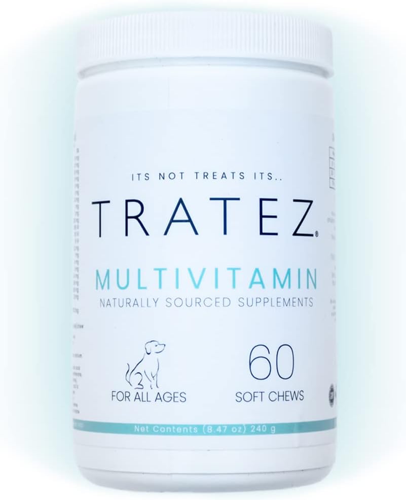 Multivitamin Supplement för hundar, 60 Mjuka Chews med 25 Vitaminer och näringsämnen, Avancerad Formel för Premium Support av Hud och Coat, Hopp och Gemensam Mobilitet och Förbättrad Digestion