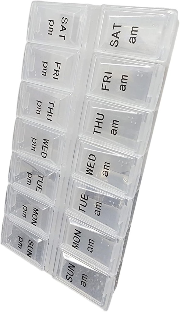 Två gånger om dagen Pill Organizer, Weekly Day och Night Pill Container, Day and Night Medication eller Vitamin för Morning eller Night AM PM Separation (3)