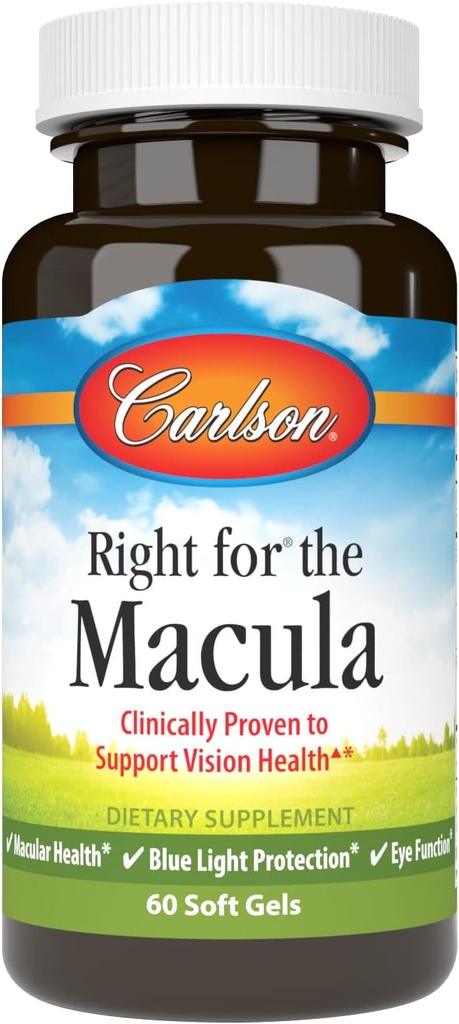 Carlson - Rätt för Macula, kliniskt bevisad för att stödja Vision Health, Macular Health, Blue Light Protection & Eye Function, 60 Softgels