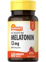Sundance Melatonin 12mg | 60 Snabbupplösta tabletter | Naturbär smak | Vegetarisk, icke-GMO och Glutenfri tillägg