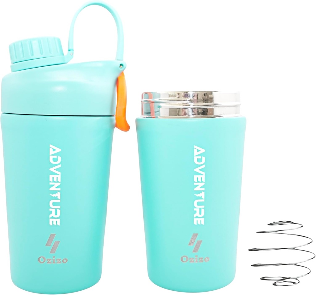 Ozizo Protein Mixing Cup för proteinblandningar, 20 Ounces rostfritt stål Protein Shaker Bottle, isolerad, läckt bevis, luktresistent, liten söt gym Mixer för män, kvinnor, pojkar, flickor, heta och kalla drycker