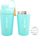 Ozizo Protein Mixing Cup för proteinblandningar, 20 Ounces rostfritt stål Protein Shaker Bottle, isolerad, läckt bevis, luktresistent, liten söt gym Mixer för män, kvinnor, pojkar, flickor, heta och kalla drycker