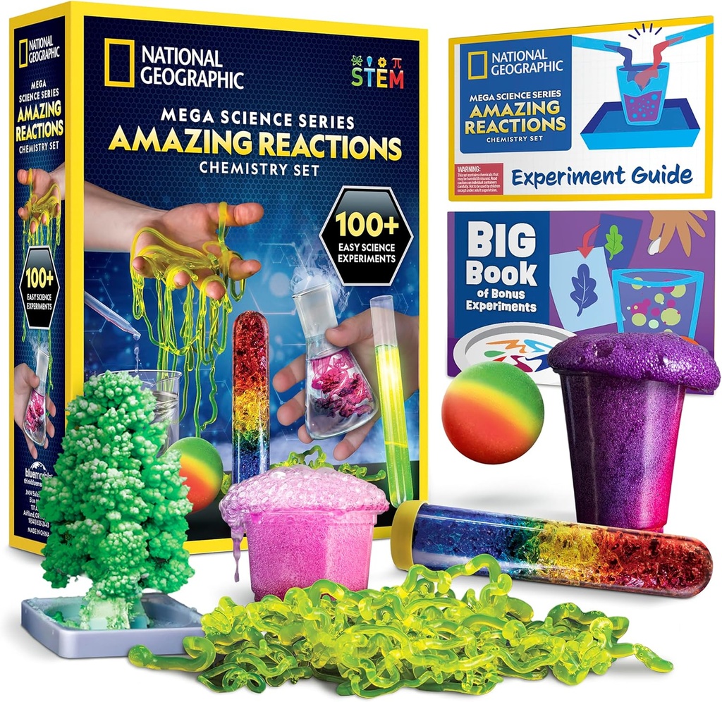 National Geographic Amazing Chemistry Set - Kemi Kit med 45 Science Experiments Inklusive kristallväxande och reaktioner, Science Kit för barn, STEM Gift för pojkar och flickor (exklusiv)