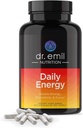 DR. EMIL NUTRITION Daily Energy Supplement - Sugar Free Energy Pills med 160mg koffein per portion - Energibooster & Focus Supplement med Guarana Extract, L-Taurin & L-Theanin