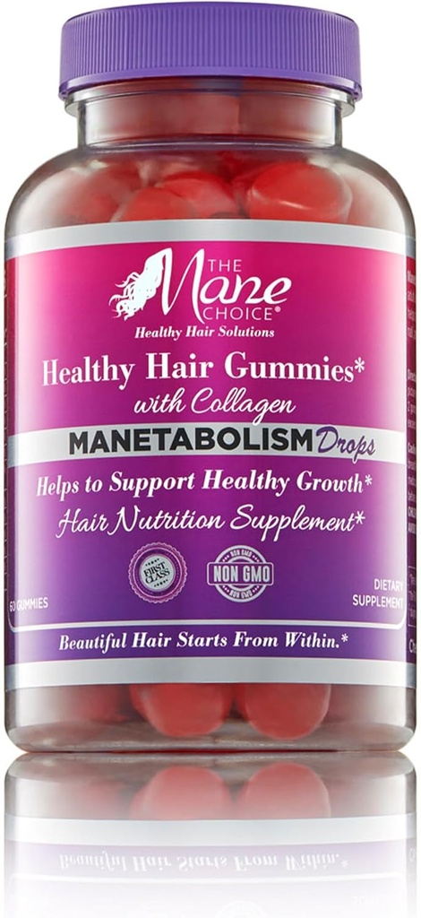 The Mane Choice MANETABOLISM Drops Healthy Hair Vitamins with Collagen (60 Gummies) Hair Skin and Nails Vitamins, Hair Nutrition Supplements for Women & Men for Longer, Thicker and Healthier Hair