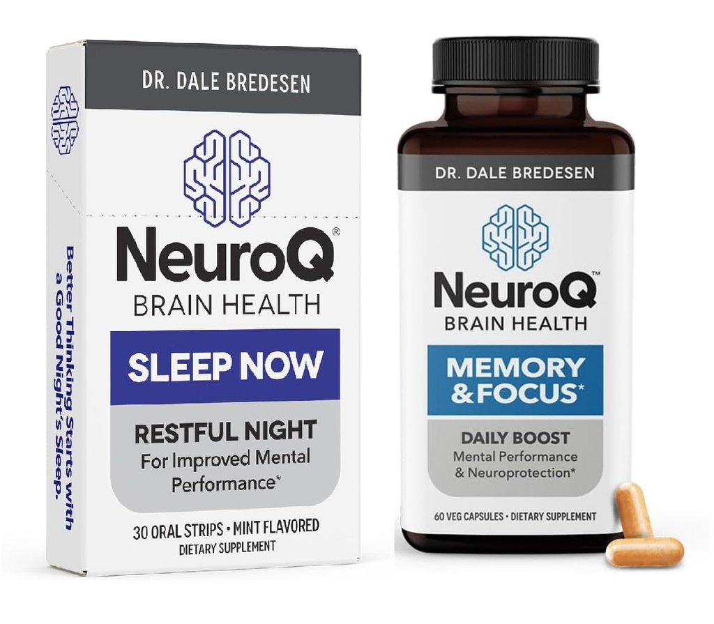 LifeSeasons NeuroQ Memory & Focus med SleepNow Strips - 24/7 Brain Health Support - Förbättra kognitiv sömnfunktion - 30 dagars leverans