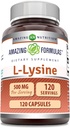 Fantastiska formler L-Lysine 500 mg kapslar Aminosyra tillskott | Icke-GMO | Glutenfri | Made in USA (120 greve)