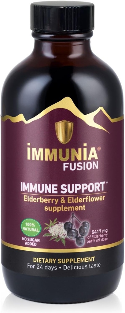 Immunia Fusion - Enhance Your Immune Support. A Powerful Formula Made with elderberries, elderflowers, and Blue Fruits Rich in polyphenols. A Concentrated antioxidant Formula. (1-Pack)