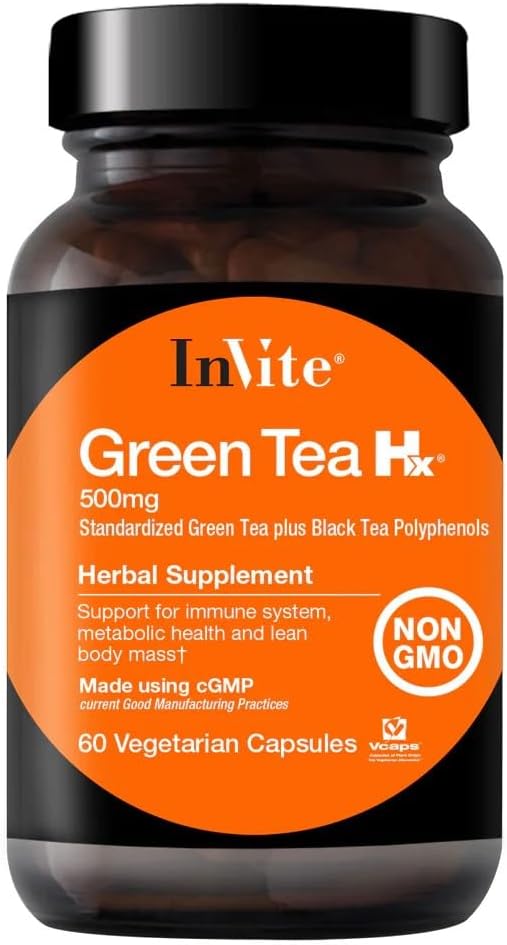 Inbjude Hälsa - Grönt Tea Hx - Standarized Grönt Te Plus Svart Te Polyfenoler - 60 Vegetariska kapslar - 30 Dag Supply (2-Pack)