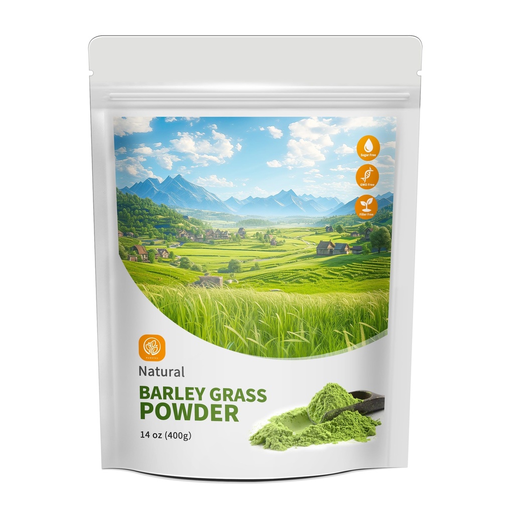 Hudetex Barley Grass Juice Powder 14 oz - 100% Pure Wheatgrass Powder, stödjer kardiovaskulär, lever och matsmältningsfunktion, Vegan, No Maltodextrin & Sugar.