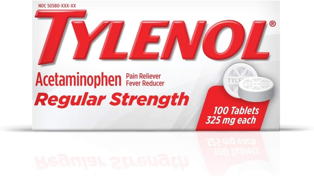 Tylenol Regelbunden styrka tabletter med 325 mg Acetaminophen, Fever Reducer & Pain Reliever för huvudvärk, Back Ache, Muscle Pain & Menstrual Cramps, 2 Pack