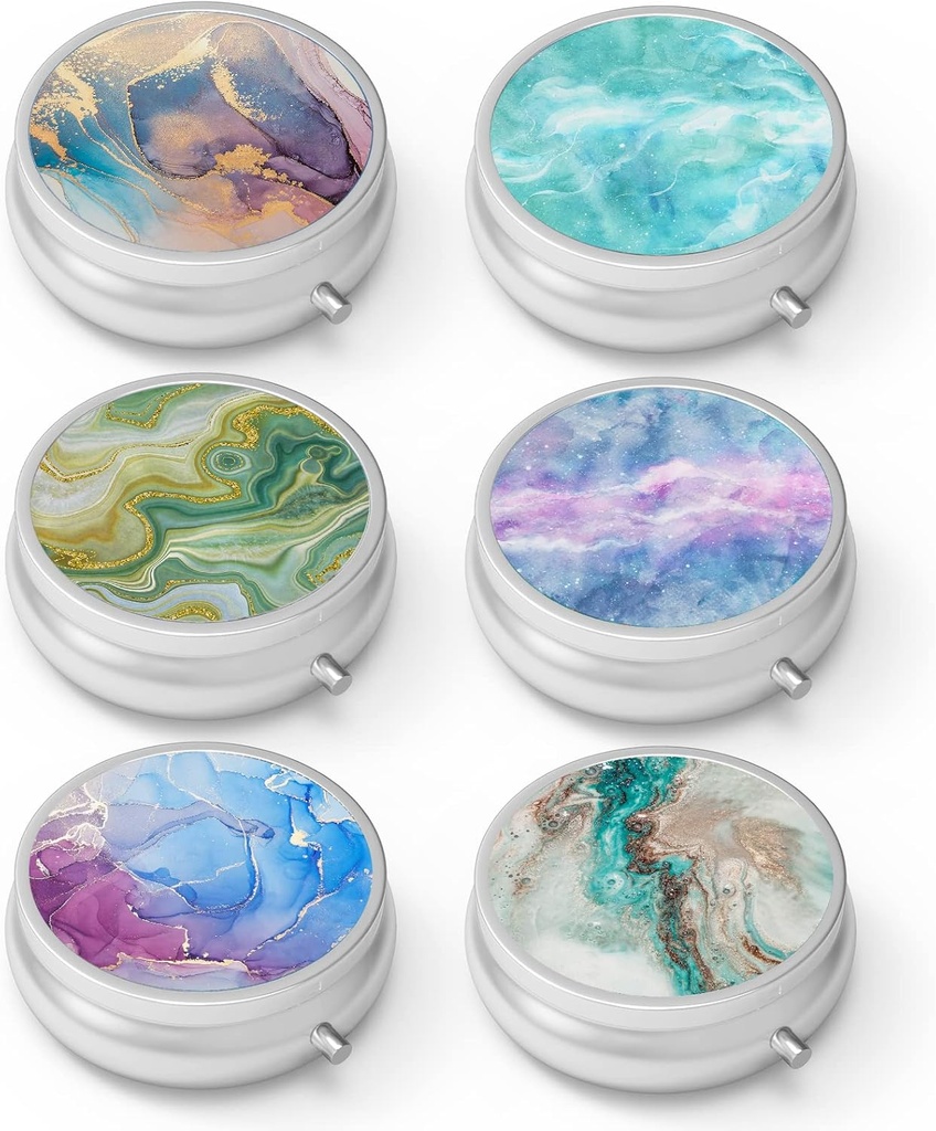 Pill Box 3 Compartment Small Pill Case,Portable for Pocket or Purse Pill Organizer Pill Container Holder to Hold Vitamins, Medication, Fish Oil and Supplements(6PCS)