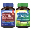Krill Oil och Probiotics 50 Billion Bundle, Professional Grade, Non-GMO, Heart, Joint, Gut Function & Immune Support