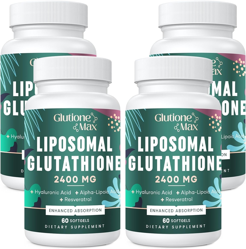 8-i-1 Liposomal Glutathione 2400 MG, High Absorption Antioxidant Formel - med Hyaluronic Acid, Alpha-Lipoic Acid, Resveratrol - Hud, Liver Detox & Immune System, 240 Softgels