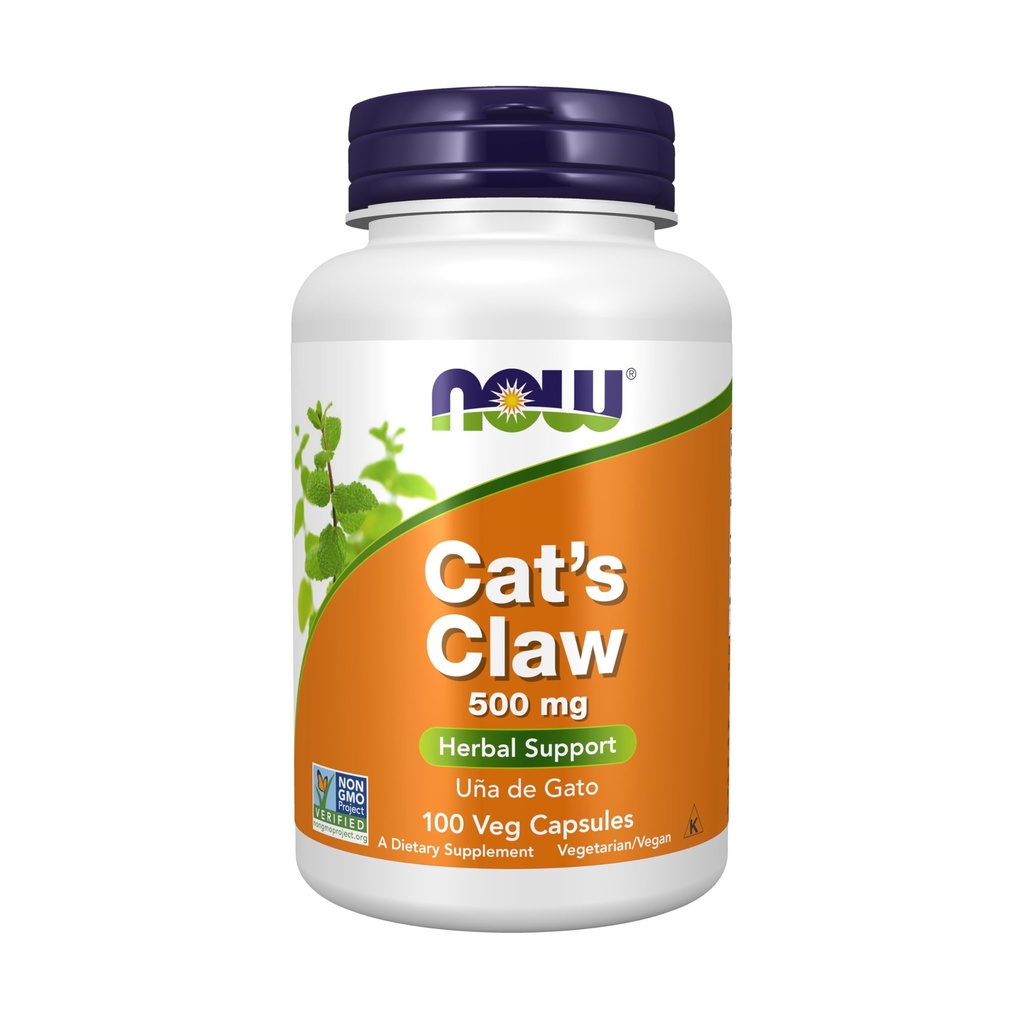 NOW Foods Supplements, Cats Claw 500 mg, Non-GMO Project Verified, Herbal Supplement, 100 Veg Capsules