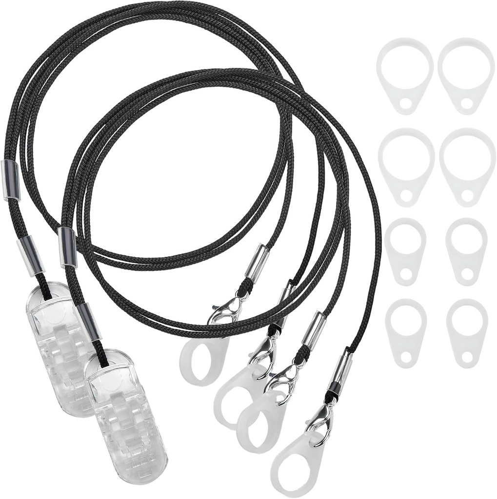 MEDca Hearing Aid Clips - Skyddande Holder med Anti Lost Lanyard Cord - Rope med slingor och klipp och säkerhetsklipp idealisk för bakom örat hörapparater och personliga ljudförstärkare (Pack of 2)
