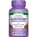 Naturens Sanning Elderberry Immune Complex | 60 Tabletter | Plus Vitamin C & Zink | Mixed Berry | Vegan, Non-GMO och Gluten Free Supplement