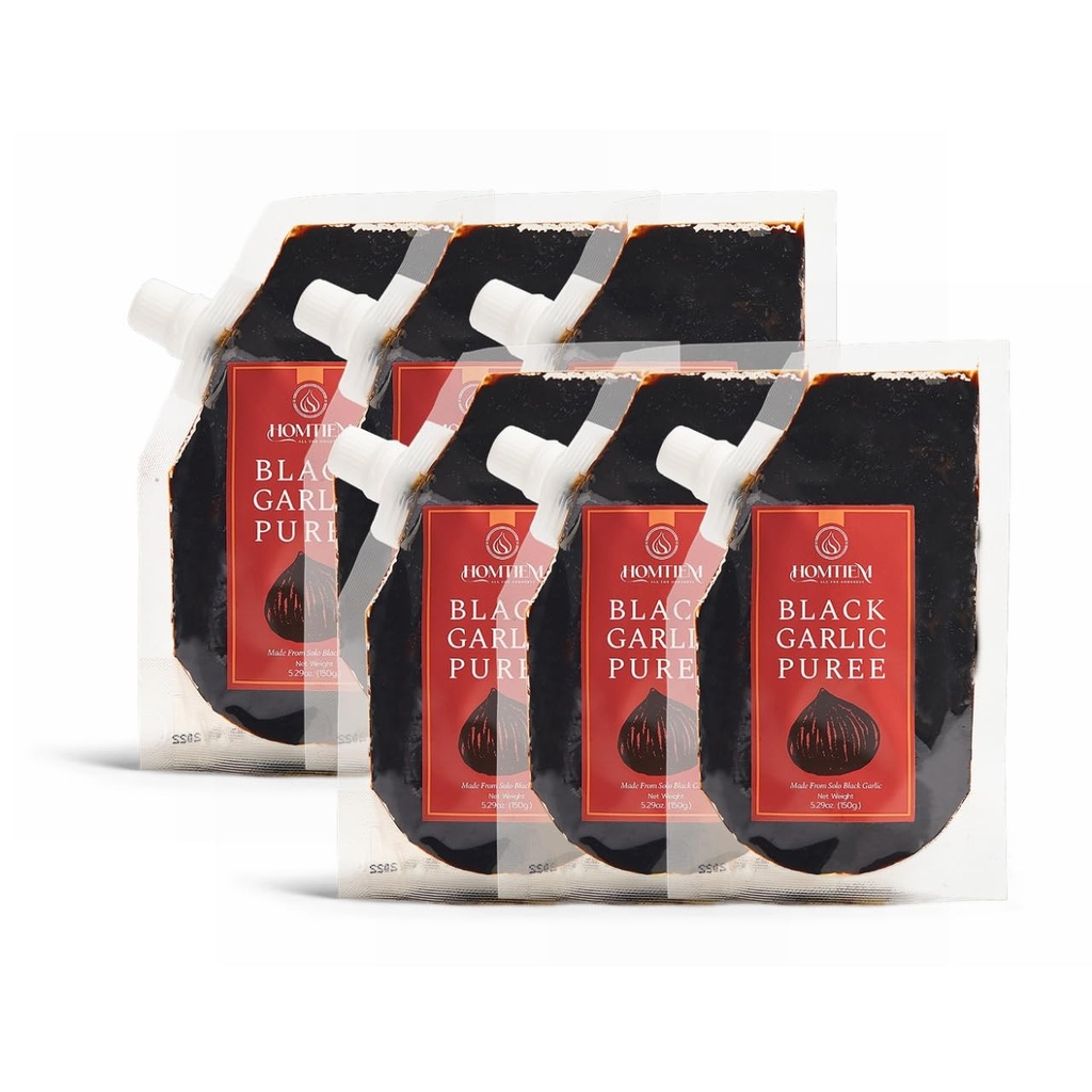 Homtiem Black Garlic Puree 150g. (Made från 100% Solo Black Garlic), Fermenterad för 90 dagar, icke-GMO, redo att äta för snackning och matlagning (6)