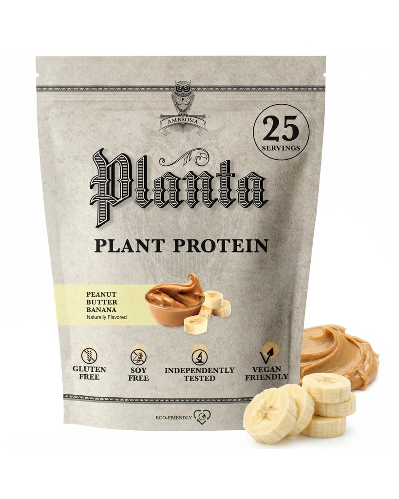 Ambrosia Plant Based Protein Powder 20g | Clean Vegan Pea Protein Powder | Gluten & Dairy Free, Keto Friendly, No Added Sugar | 25 Servings | Peanut Butter Banana