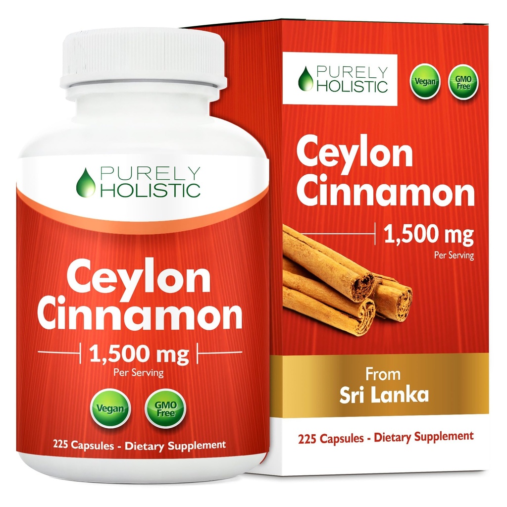 Rent Holistic Ceylon Cinnamon Capsules 1500mg, 225 Vegan Cinnamon Capsules, 75 Day Supply (25% fler portioner), True Sri Lankan Ceylon Cinnamon Supplement