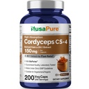 NusaPure Cordyceps 20:1 Extrakt, 150 mg Equivalent till 3.000mg 200 Veggie Capsules (Sinensis CS-4, Non-GMO, Vegan) Bioperine