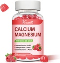 Kalcium Magnesium Zink Gummies med vitamin D3 & K2, High Absorption Magnesium Glycinate Kalium för immun och lugnt humör, Raspberry Flavor 60 Gummies