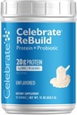 Fira vitaminer återuppbygga proteinpulver med probiotika och prebiotika - 20g Whey Isolate Protein, High Fiber, för Post Bariatric Surgery Patienter - Osmakad (15 portioner)