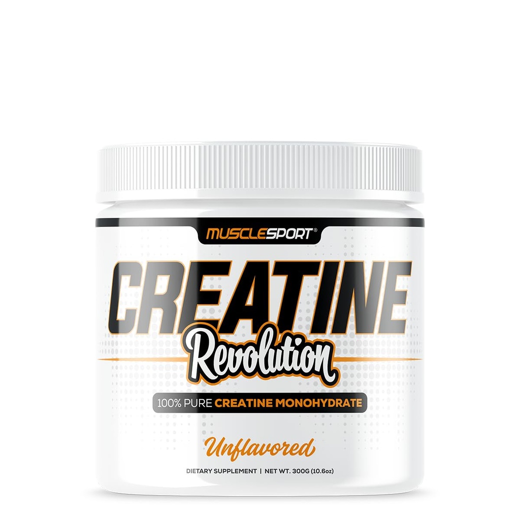 Musclesport Kreatinmonohydratpulver - Mikroniserad kreatinmonohydrat - Energi, styrka och uthållighet - 300g, Osmakad