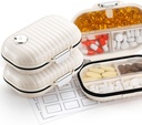 [2 Pack] Zannaki Pill Case Portable Small Weekly Travel Pill Organizer, Cute Moisture Proof Pill Box Holder för Purse, Daily Mini Pocket Pharmacy Medicine Container för Vitamin, Fish Oil, Supplement
