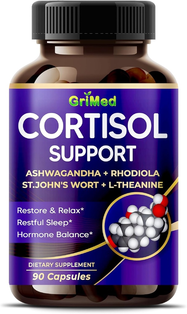 GriMed Ashwagandha Rhodiola 14,150mg - x 10 Power med St.John's Wort, L-Theanine - Återställ & Relax, Restful Sleep - USA Made & Tested (90 greve av 1)