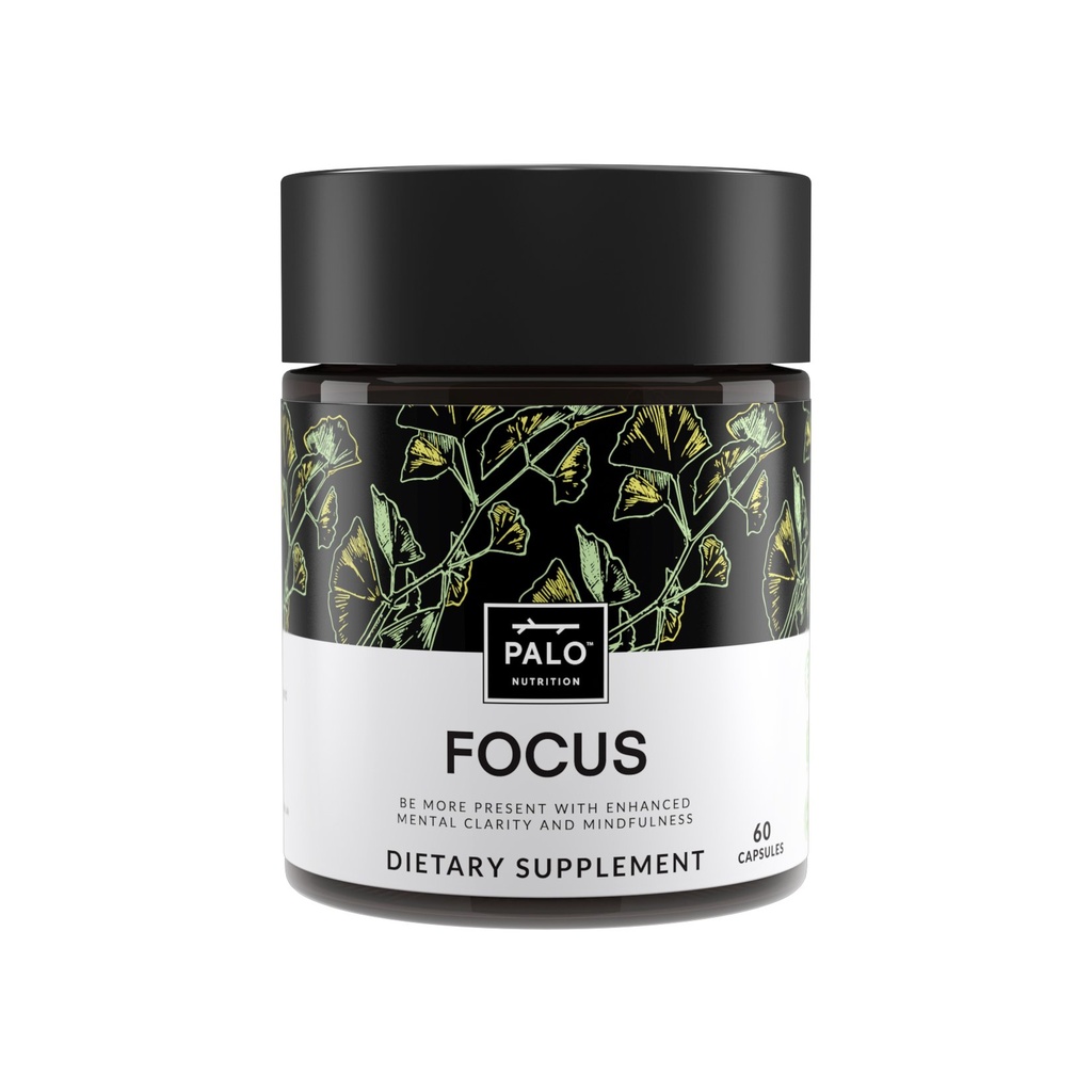 PALO FOCUS Brain Booster Natural Supplement Nootropic for Memory, Focus, Learning, Reall, Attention and Cognition - Ginkgo Biloba, Bacopa, Gotu Kola, Ashwagandha, Mucuna 60 kapslar