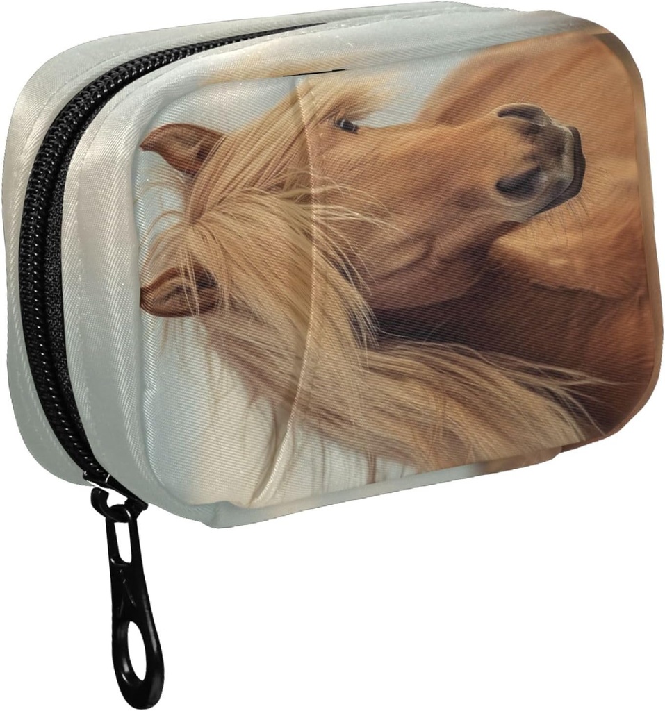 Fustylead Vacker Brun Häst med Long Mane Pill Organizer Case med Zipper 2 gånger En Dag för Vitamin och Tillägg, 7 Dagars Researrangör Medicin Fall