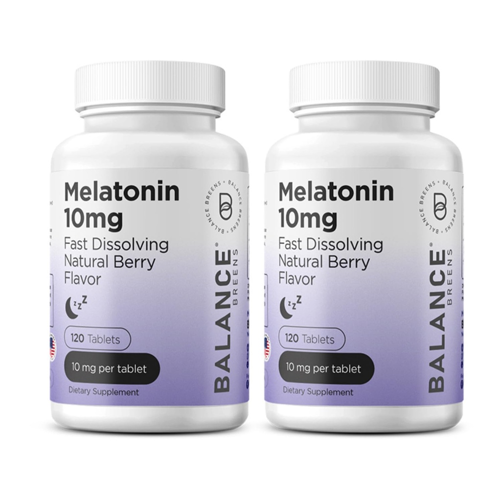 Balancebreens Melatonin 10mg Fast-Dissolve, 120 tabletter - Natursömnhjälp för Restful Nights, Drug-Free Support för avkoppling och lugn