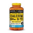 MASON NATURAL Calcium 500 mg (Oyster Shell) med vitamin D3 för att stödja normalt ben och muskelfunktion, 250 tabletter