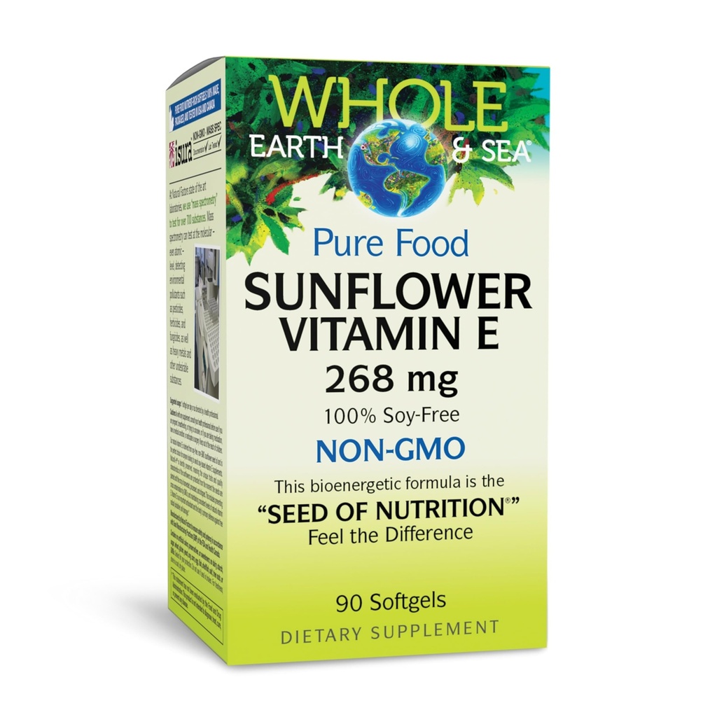 Hela jorden och havet från naturliga faktorer, Sunflower Vitamin E, Whole Food Supplement