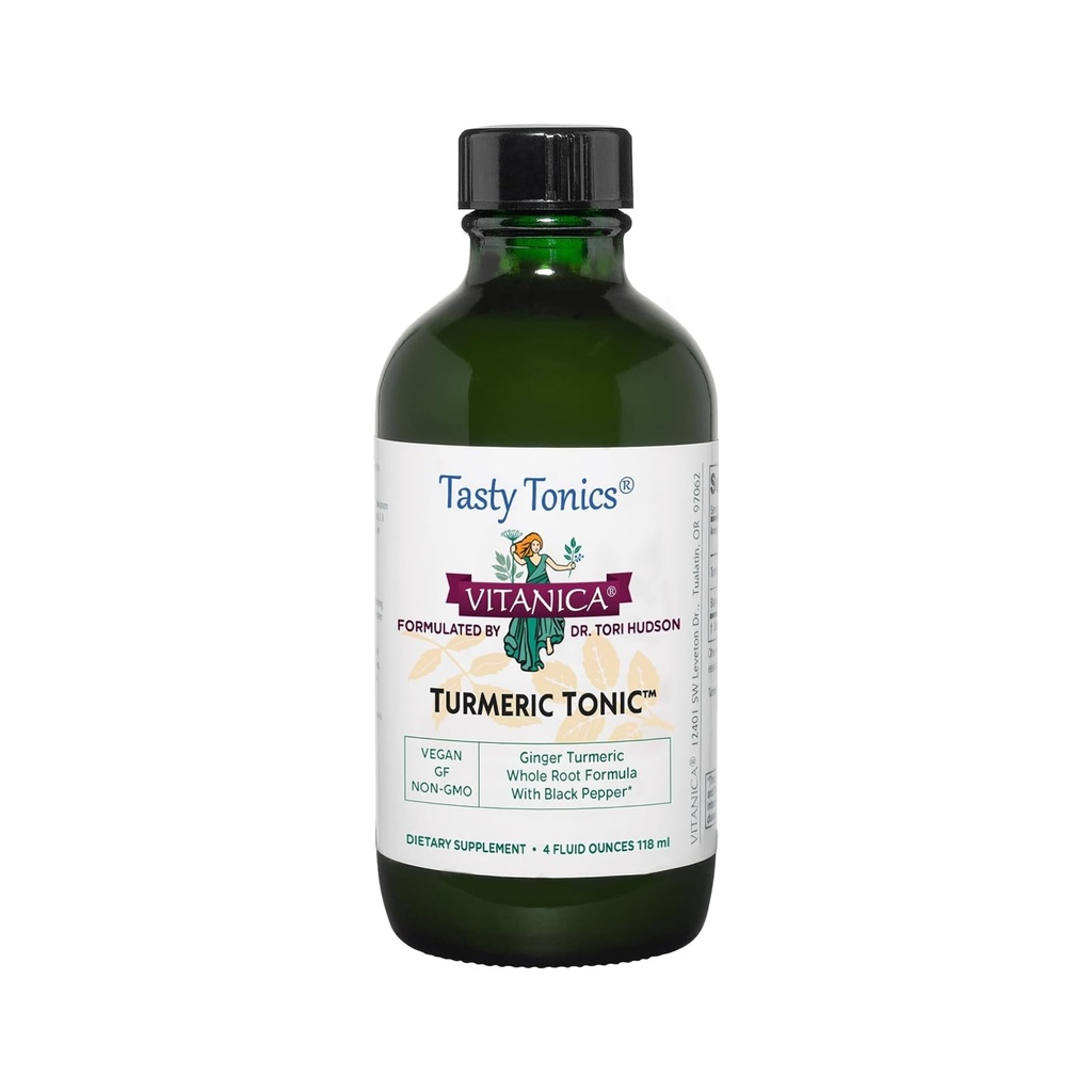 Vitanica, gurkmeja Tonic, icke-GMO flytande gurkmeja Curcumin Supplement 1000 mg, med Black Pepper och Ginger, Antioxidant, Vegan, Gluten Free, 4 Ounce