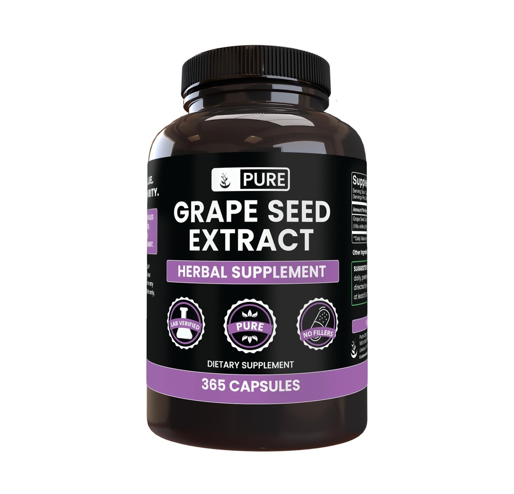 Rena originalingredienser Grape Seed Extract (365 kapslar) No Magnesium eller Rice Fillers, Always Pure, Lab Verified