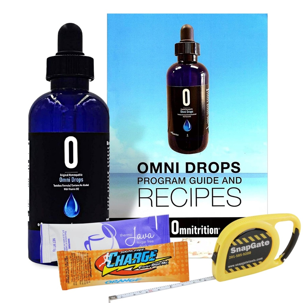 Omni Drop Program, Authentic Omnitrition - Basic Bundle innehåller ** 4 oz Bottle Omni Drops med vitamin B12 Program Guide, Prover och en Snapgate 10 Ft. Carabiner Tape Measure