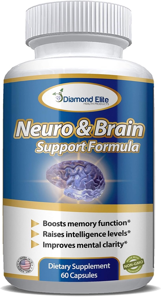 Neuro & Brain Care, Extra Strength Brain Supplement för minne, fokus och klarhet - ökar minnesfunktion, intelligensnivåer och fokus, Premium Brain Health Supplement för män och kvinnor, 60 kapslar
