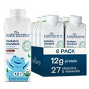 KATE FARMS Organic Pediatric 1,2 High Calorie Chocolate Nutrition Shake, 12g Protein, 27 Vitaminer och mineraler, Meal Replacement, 8,45 oz (6 pack)