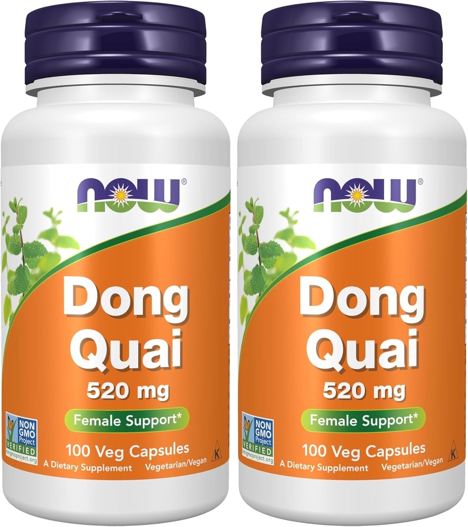 NU Supplements, Dong Quai (Angelica sinensis) 520 mg, Kvinnligt stöd *, 100 Veg Capsules (Pack of 2)