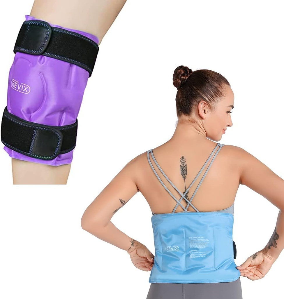 REVIX Knee och Back Ice Pack för skador återanvändbara, Gel Ice Wrap med Cold Compress Therapy