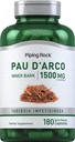 Piping Rock PAU D'Arco Capsules | 1500 mg | 180 piller | Inre Bark | Herb Extract Supplement | Non-GMO, Gluten Free