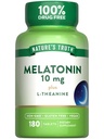 Naturens Sanning Melatonin tabletter | 10mg | 180 greve | med L-Theanine | 100% Drug Free Supplement för vuxna | Vegan, Non-GMO & Gluten Free Supplement