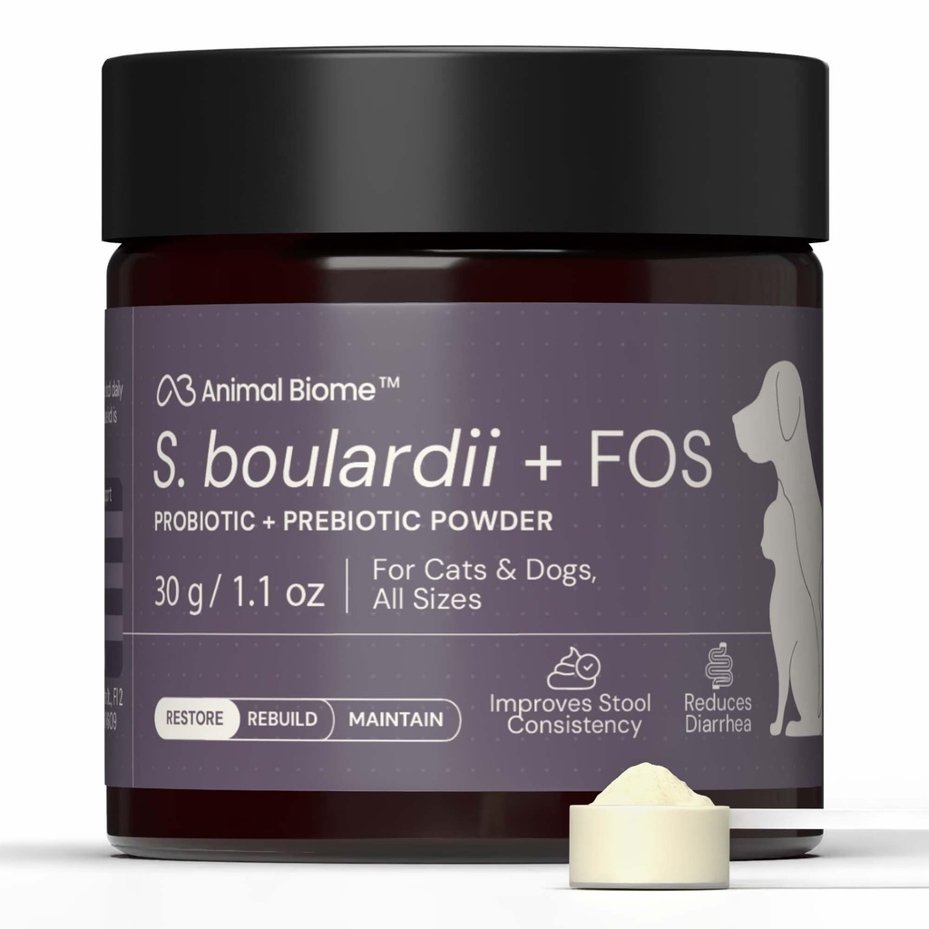 AnimalBiome S boulardii + FOS för katter och hundar probiotiska prebiotiska - 30 g