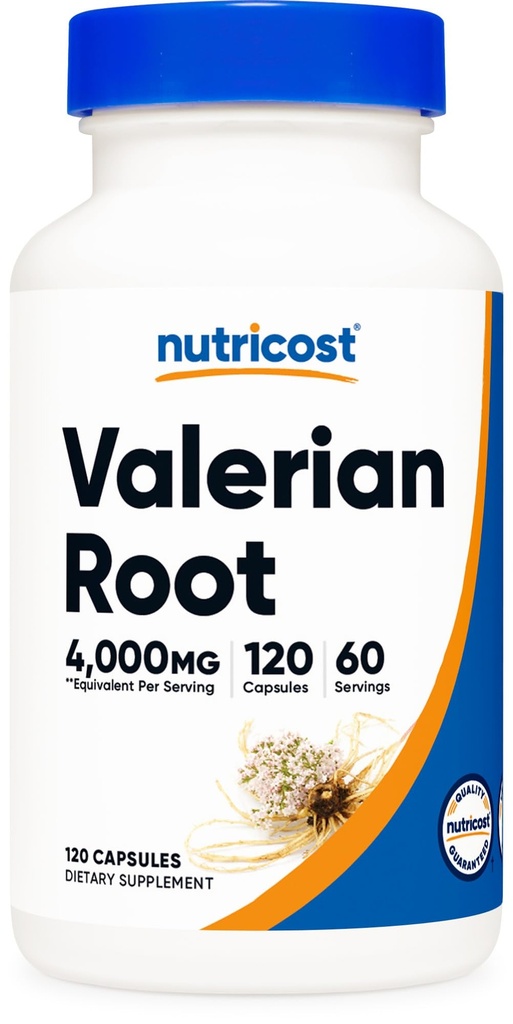 Nutricost Valerian Root Capsules (1000mg Per Servering) 120 kapslar - 4000mg Equivalent Per Servering (4:1 extrakt), Vegetariska Caps, Gluten Free, Non-GMO
