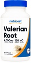 Nutricost Valerian Root Capsules (1000mg Per Servering) 120 kapslar - 4000mg Equivalent Per Servering (4:1 extrakt), Vegetariska Caps, Gluten Free, Non-GMO
